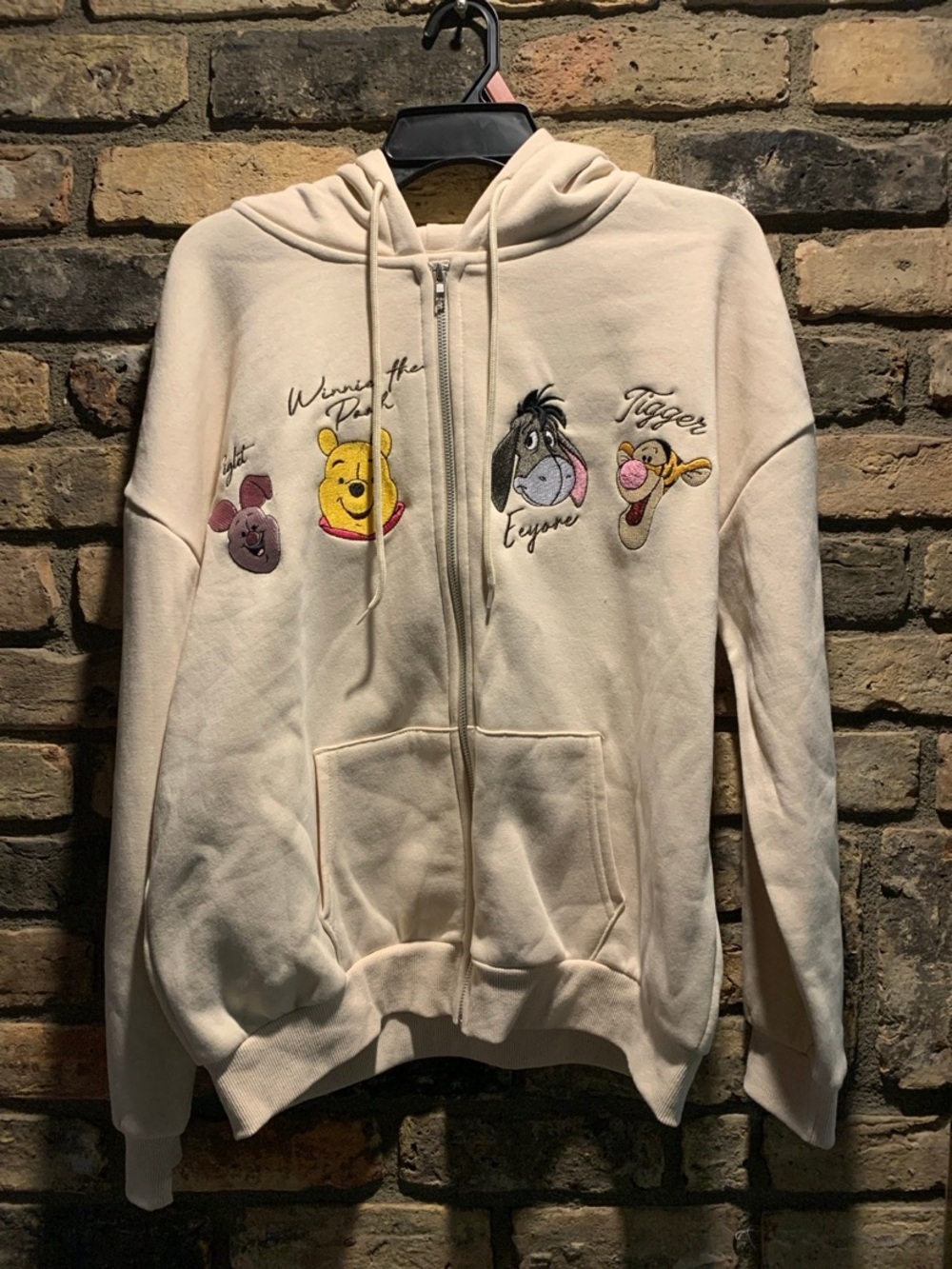 Disney Winnie the Pooh Eeyore Tigger Piglet embroidered hoodie zip up sweatshirt